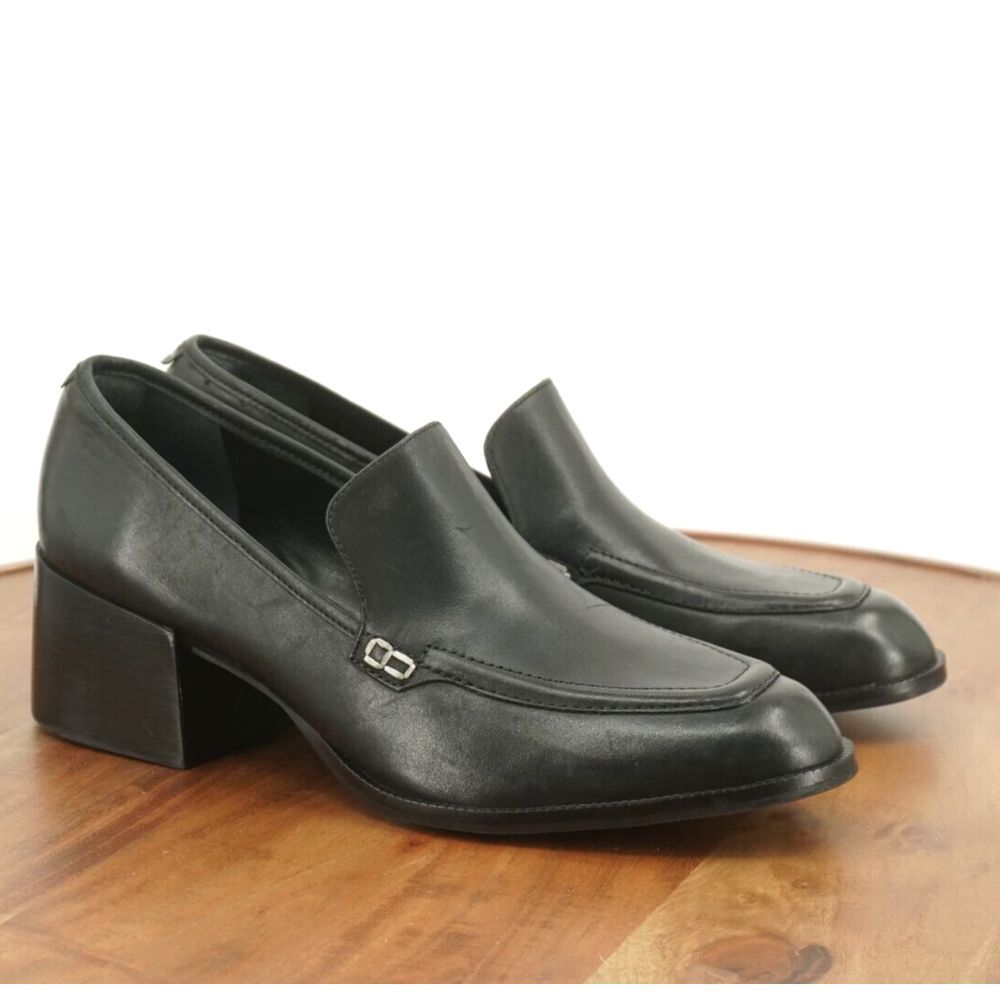 Bernardo Classic Black Block Heel Loafers